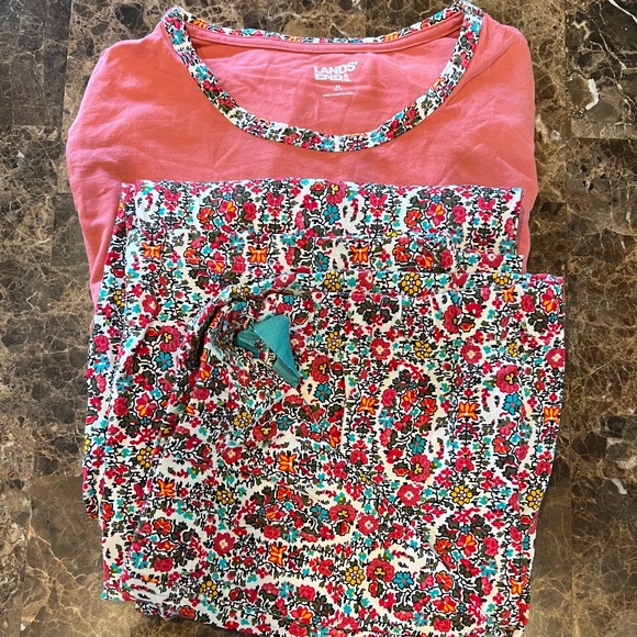 Lands End Pajamas Long Sleeve Paisley Jersey BRAND NEW Elastic Drawstring Pant - Picture 10 of 12